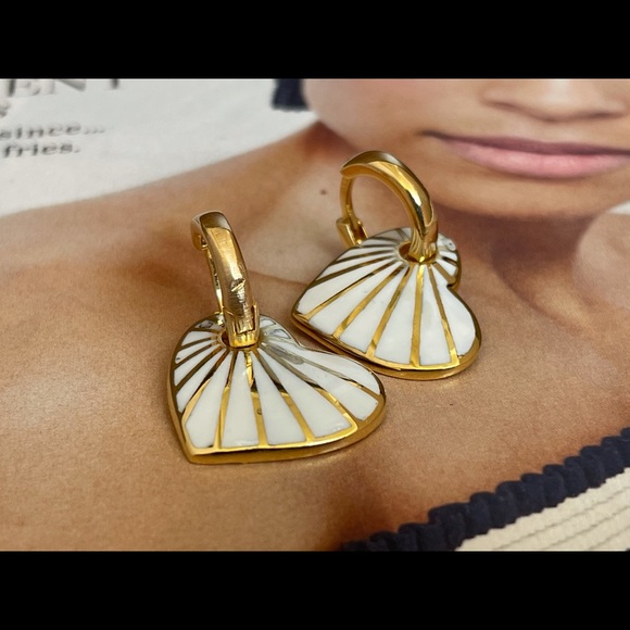 Jewelry - New heart earrings,white heart earrings,hoops